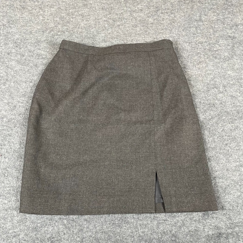 Herman Geist Skirt Womens 12 Gray Wool Short Slit Lined Wool Pencil Zip‎ Up Work